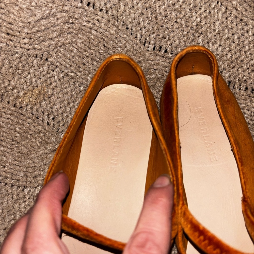 NWOT Everlane The Day Velvet Mary Jane Ballet Flats Toasted Almond Size 8 - Picture 3 of 7